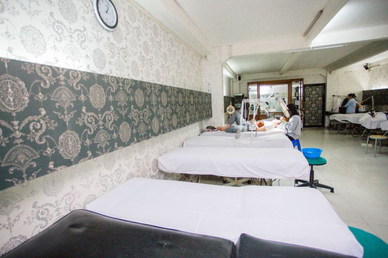 Facial treatment room with beds and equipment